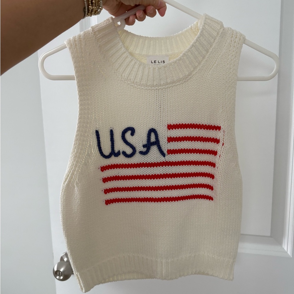 Le Lis Cream USA Knit Tank Top